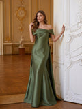 Trumpet/Mermaid Off-The-Shoulder Floor-Length Satin Evening Dresses