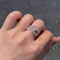 2CT 6*8mm Radiant Cut Moissanite Engagement Rings Sets In Sterling Silver