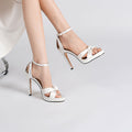 High Heel Silk Satin Open Toe Wedding Shoes