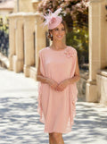 Sheath Column Scoop Neck Sleeveless Knee-Length Chiffon Mother Of The Bride Dresses With Flower(s)