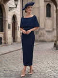 Sheath/Column Ankle-Length Satin/Elastic Satin Cocktail Dresses With Bow(s)/Rhinestone/Back Slit