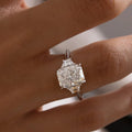 8*10mm Radiant Cut Sona Simulated Diamonds Engagement Rings In Sterling Silver