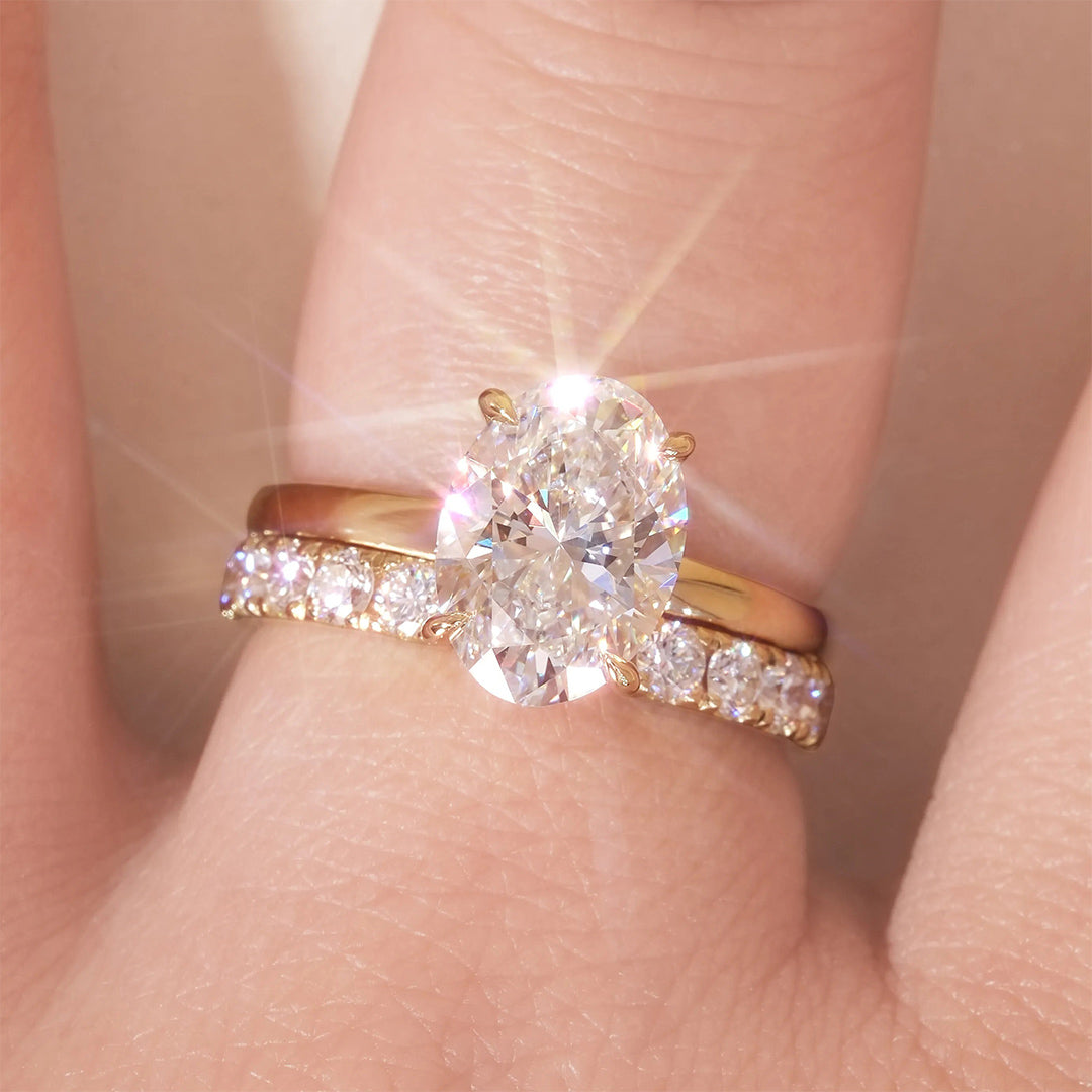 5.9CT 9*11mm Oval Cut Moissanite Engagement Rings Sets In Sterling Silver