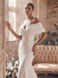 Mermaid Off-The-Shoulder Sleeveless Sweep Train Charmeuse Wedding Dresses