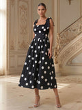 A-Line Square Neckline Sleeveless Tea-Length Satin Mother Of The Bride Dresses