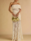 Sheath/Column One-Shoulder Sleeveless Floor-Length Lace Evening Dresses