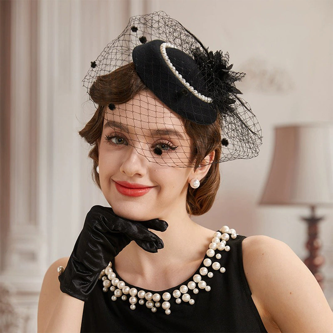 Elegant Faux Pearl Mesh Kentucky Derby Fascinators With Headband