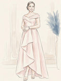 A-Line Sweetheart Sleeveless Asymmetrical Elastic Satin Bride Wedding Dress With Ruffle
