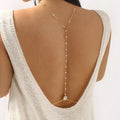 Long Pearl Tassel Back Chain Bridal Necklace