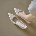 Kitten Heel Satin Point Toe Wedding Shoes With Imitation Pearl