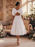 Short Chic Wedding Dresses With Satin Back Hole