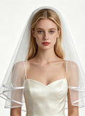 Satin Edge Two-Tier Tulle Elbow Bridal Veils