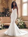 Trumpet/Mermaid Sweetheart Sleeveless Court Train Matte Satin Wedding Dresses