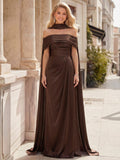 Sheath/Column Off-The-Shoulder Sleeveless Floor-Length Stretch Satin Evening Dresses