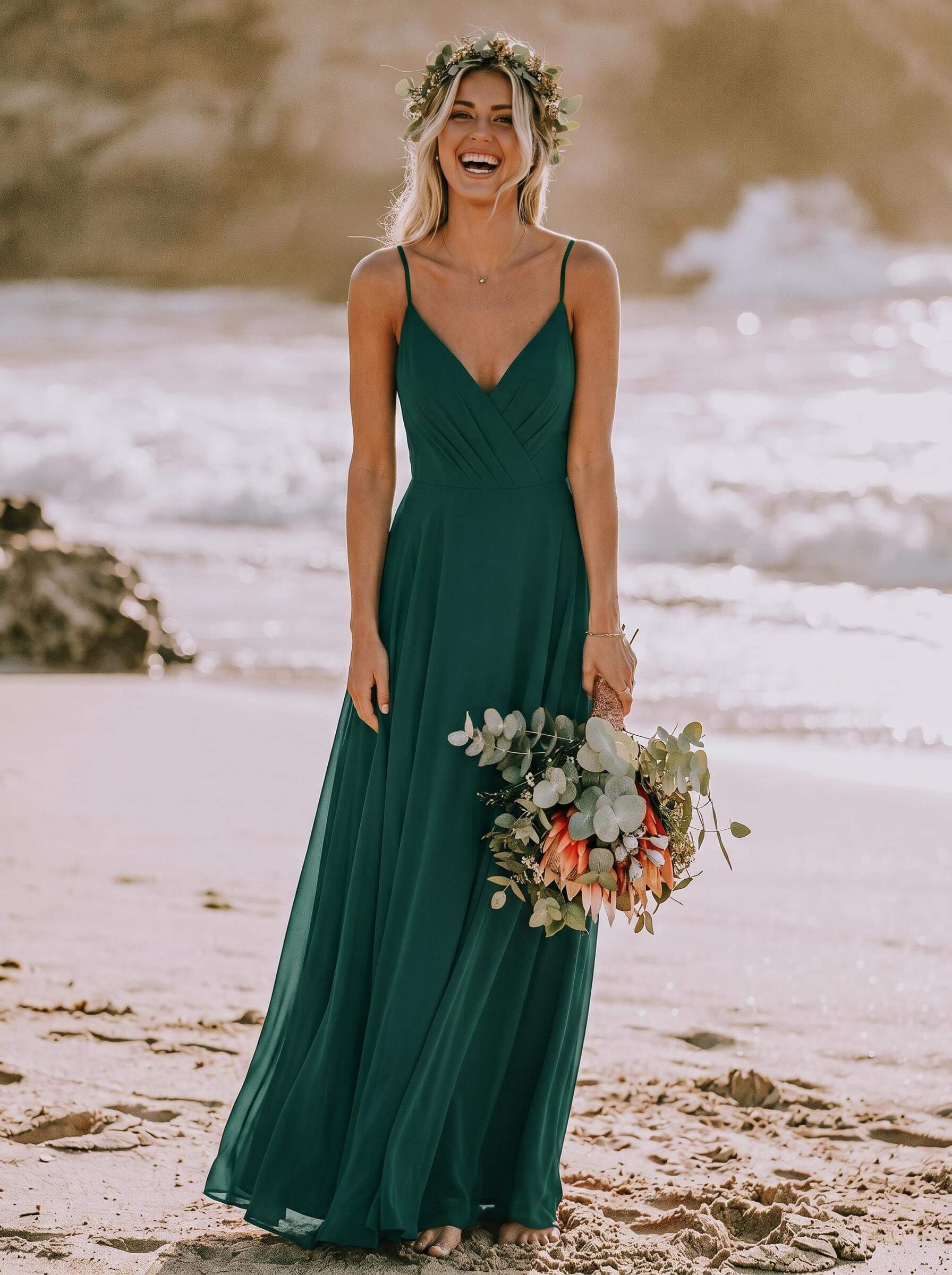 Open Back A-Line Chiffon Bridesmaid Dress
