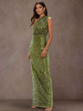 Sparkle & Shine One-Shoulder Back Slit Floor-Length Sequined Mother Of The Bride Dresses