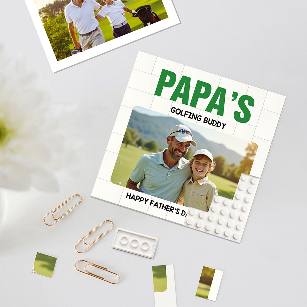 Puzzles de ladrillos personalizados con diseño de foto familiar, título y texto Decoración del hogar Regalo del Día del Padre para el abuelo y el papá