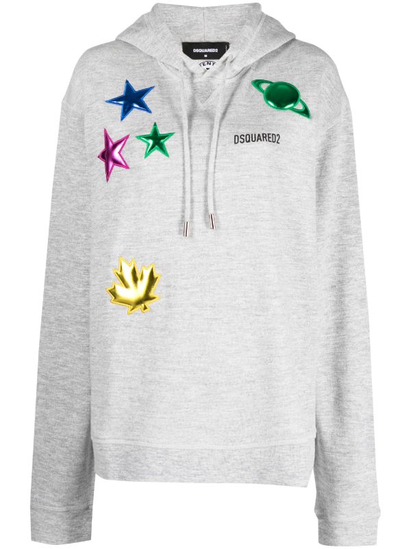 Dsquared2 Patch-Detail Hoodie — Grey