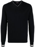 Peserico Virgin Wool Ribbed-Knit Sweater — Black
