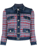 Dsquared2 Panelled Denim with Intarsia Knit Jacket — Blue