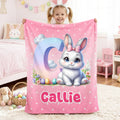 Huevos de Pascua personalizado lindo conejito inicial de lunares multicolor suave manta con nombre decoración del hogar Pascua regalo para niños familia