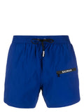 Balmain Logo-Print Swim Shorts — Royal Blue