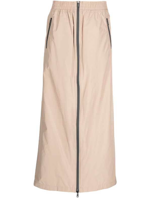 Brunello Cucinelli Two-Way Zip-Up Maxi Skirt — Beige
