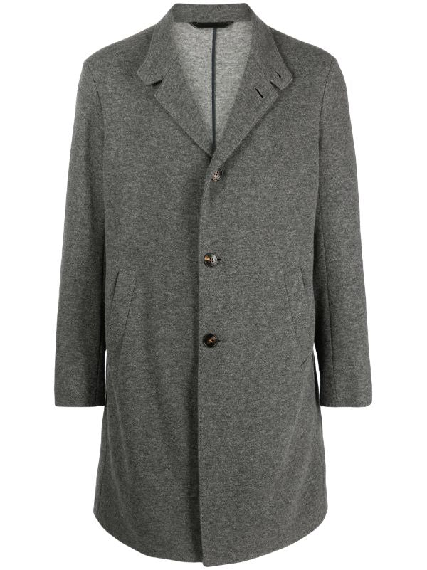 Manzoni24 Cashmere Single-Breasted Coat — Grey
