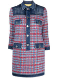 Dsquared2 Panelled Tweed Denim Dress — Indigo