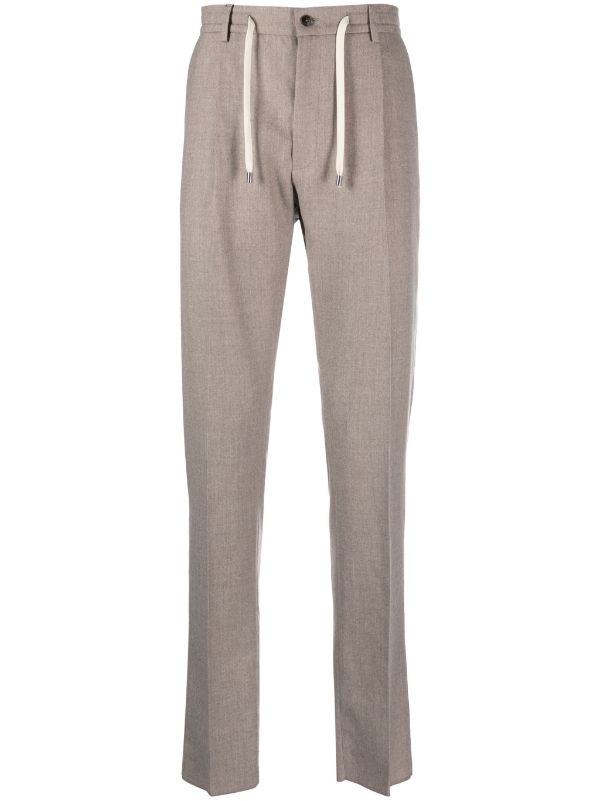 Manzoni24 Wool Straight-Leg Trousers — Taupe