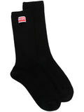 Kenzo Logo-Patch Ribbed-Knit Socks — Black