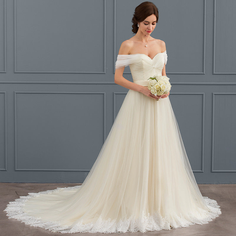 Bridal Wedding Dress White Long Off the Shoulder Ball-Gown Princess