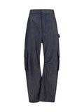 Balenciaga Wool Denim-Print Cargo Pants — Navy