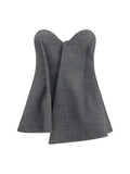 Magda Butrym Asymmetrical Wool Corset Blouse — Gray