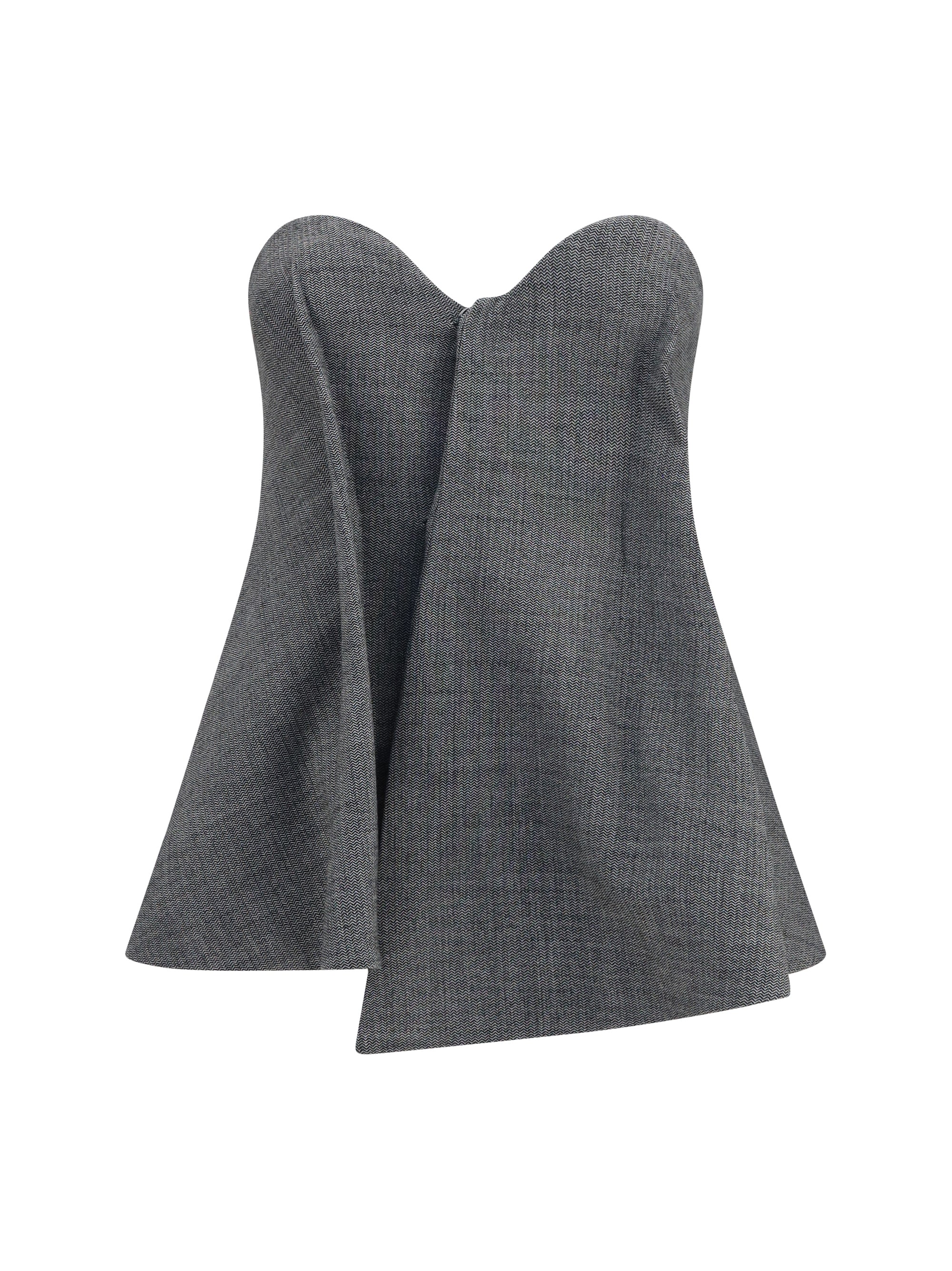 Magda Butrym Asymmetrical Wool Corset Blouse — Gray