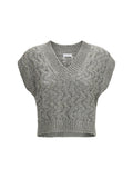 Brunello Cucinelli Silk Blend Sequined Sweater Vest — Gray