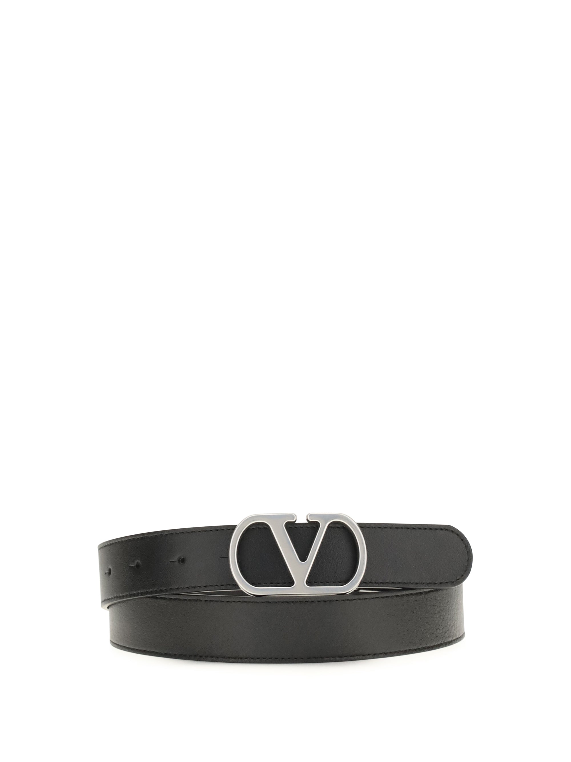 Valentino Garavani VLogo Signature Buckle Belt — Black