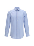Hugo Boss Black Cotton-Elastane Shirt — Blue