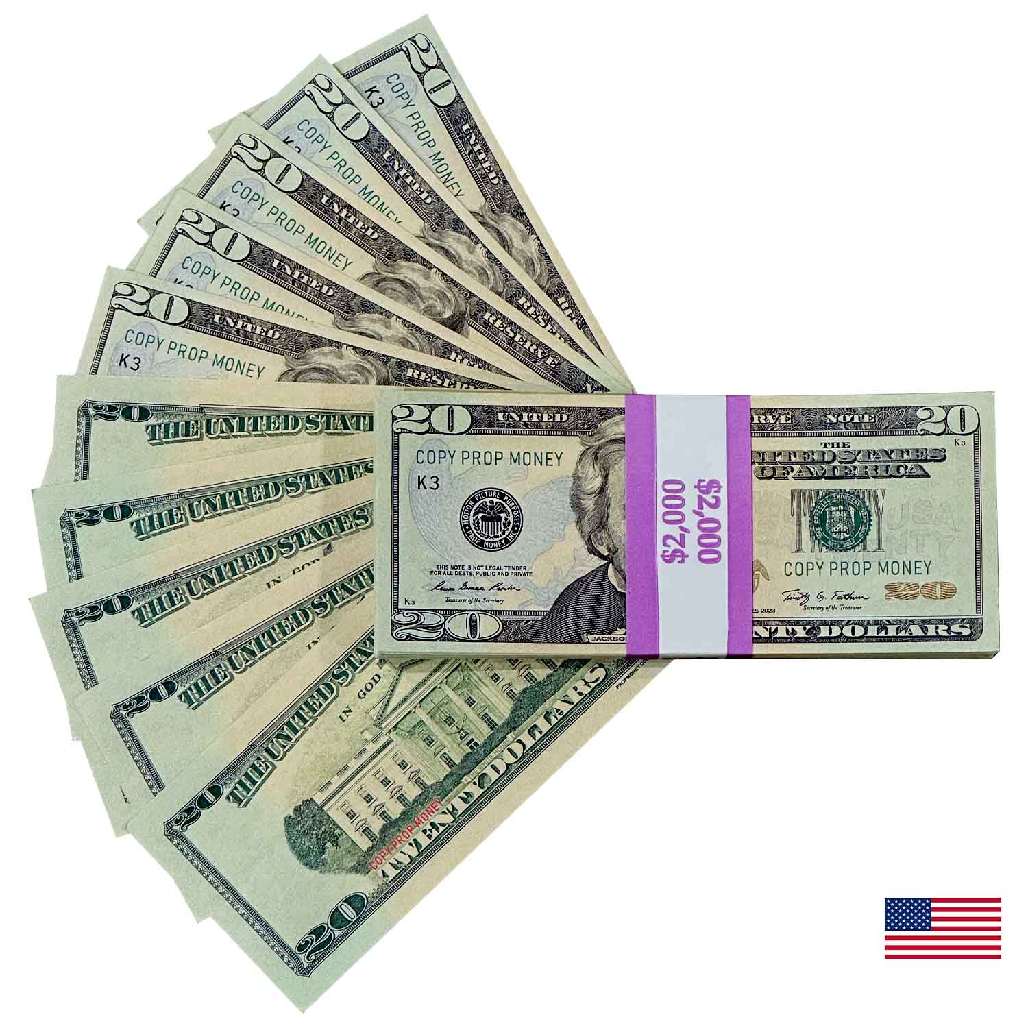 $20 United States New Series Full Print Premier Stack By Prop Money Inc.