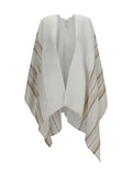 Brunello Cucinelli Linen, Cashmere and Silk Blend Poncho — White