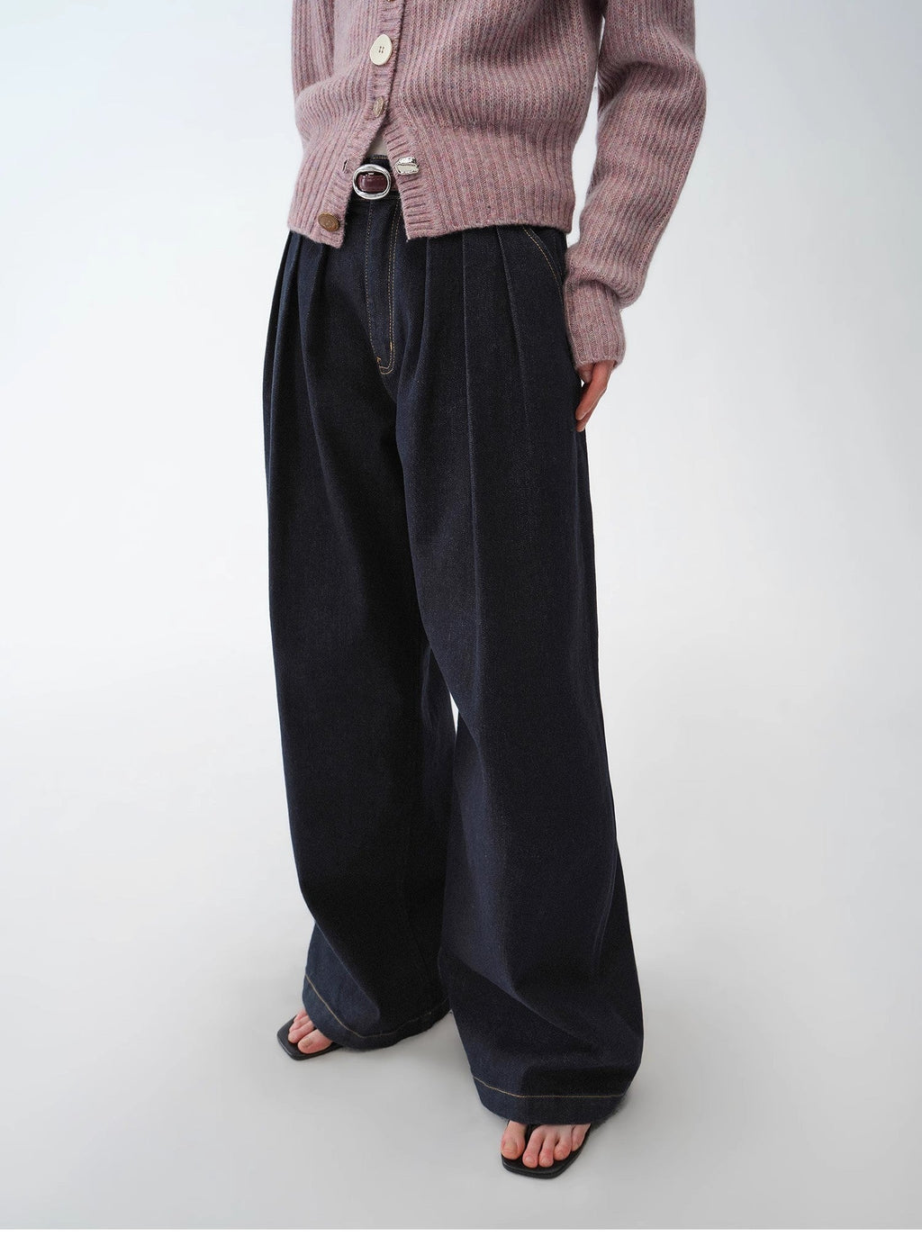 Street Style Vintage Handmade Lycra Stretch Jeans Wide Leg Loose Trousers Women Spring