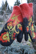 Christmas Gift Flower Embroidery Mittens