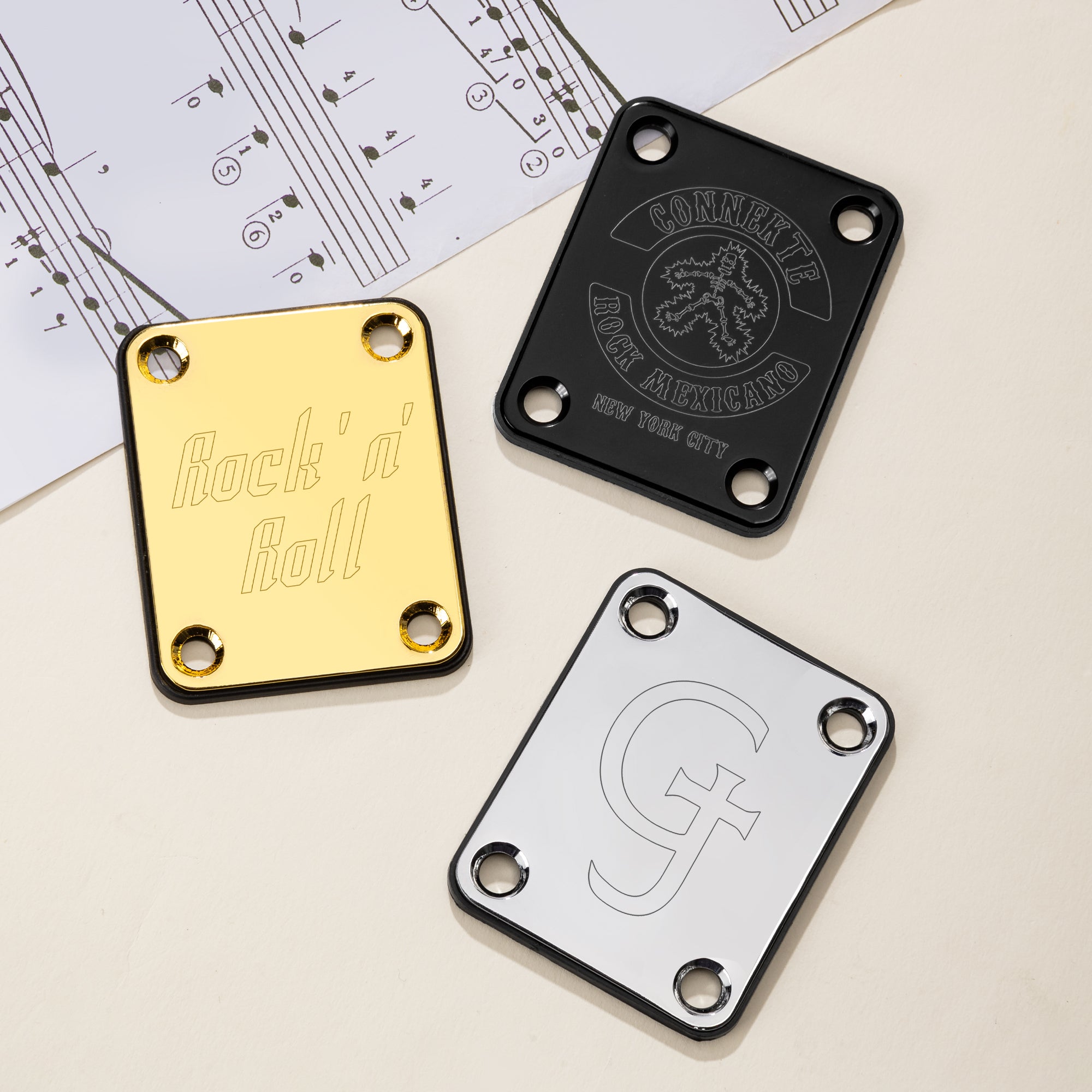 Personalizado Grabado Logo Texto Guitarra Placa de Cuello Accesorio de Guitarra Uso Diario Regalo de Cumpleaños para Guitarrista Constructor de Guitarras