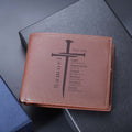 Personalizada Biblia Cruz portátil de cuero de la PU Billetera con nombre Día del Padre Cumpleaños Aniversario de regalo para el hombre