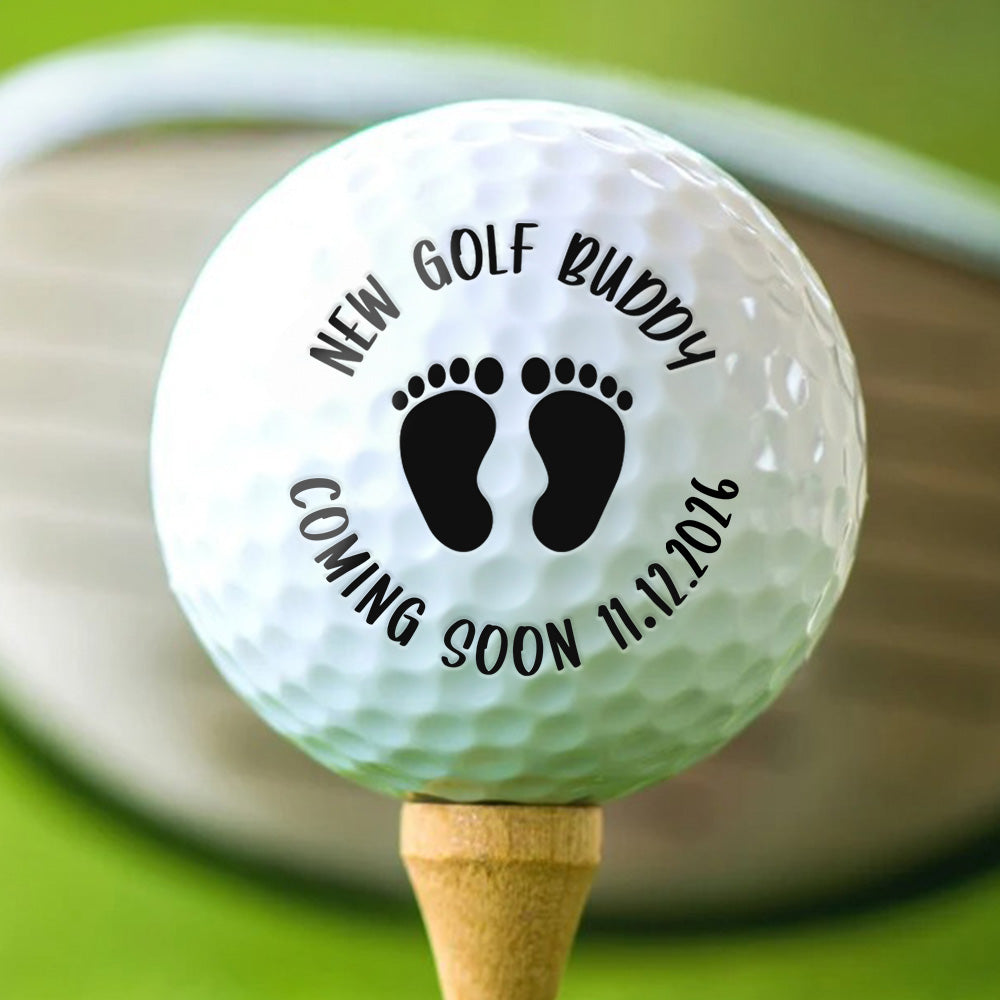 Nuevo Golf Buddy Personalizado Baby Footprints Pregnancy Announcement Golf Ball with Date Funny Father's Day Birthday Gift for Dad Grandpa