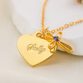Personalizada Cruz y Piedra de Nacimiento Pedante Forma de Corazón Delicado Collar con Texto Grabado Cumpleaños Aniversario Bautizo Regalo para Niños Mujeres