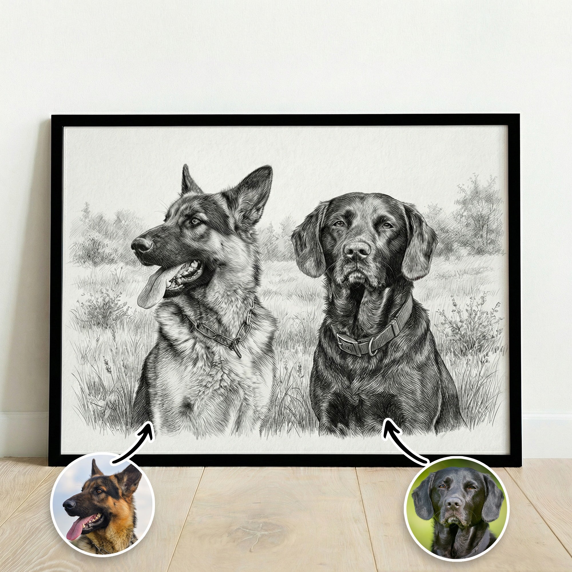 Personalizado Sketch Style Pet Portrait Photo Canvas Painting with Name Home Decor Pet Memorial Gift for Pet Lovers Owners