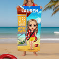 Toalla de Playa de Secado Rápido Personalizada de Dibujos Animados para Salvavidas con Nombre Vacaciones de Verano Regalo de Aniversario para Salvavidas
