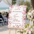 Lienzo acrílico personalizado estilo Toile De Jouy Cartel de bienvenida a la boda con nombres Regalo de boda para novia Novio