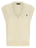 Polo Ralph Lauren Cable-Knit Wool-Cashmere Vest — Cream